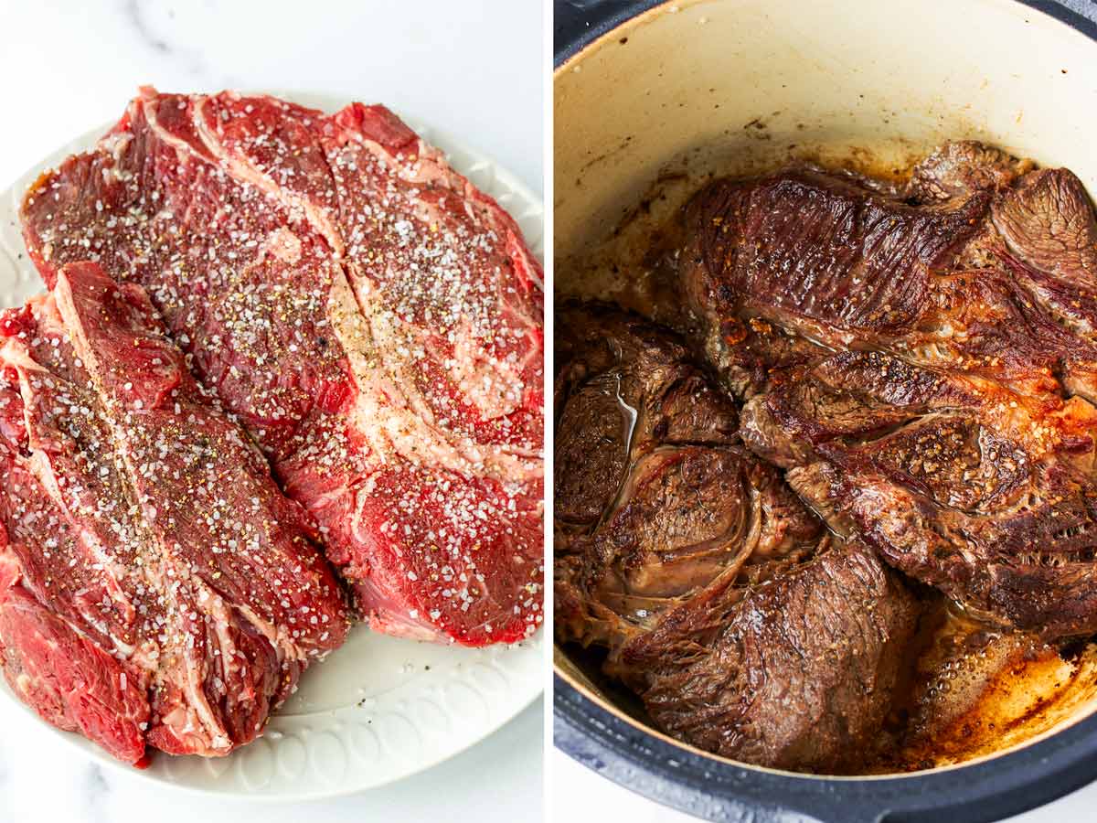 seasoning and searing chuck roast