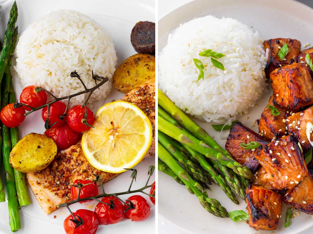 two salmon dishes to serve with coconut rice