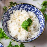 coconut jasmine rice in blue blue