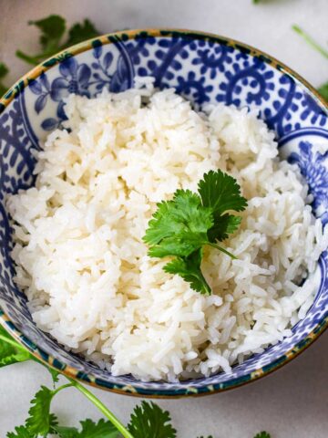 coconut jasmine rice in blue blue