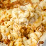 french onion mac and cheese pull