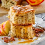 two pieces of fresh apple cake stacked on top of each other