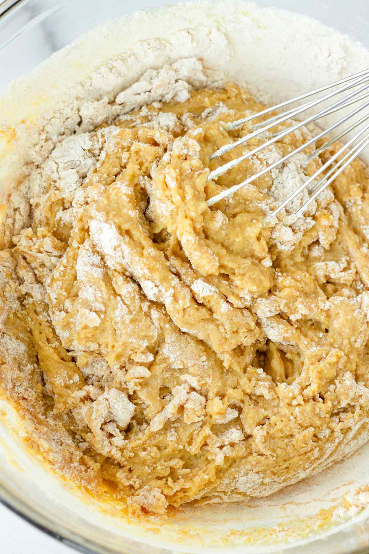 mixing dry with wet ingredients