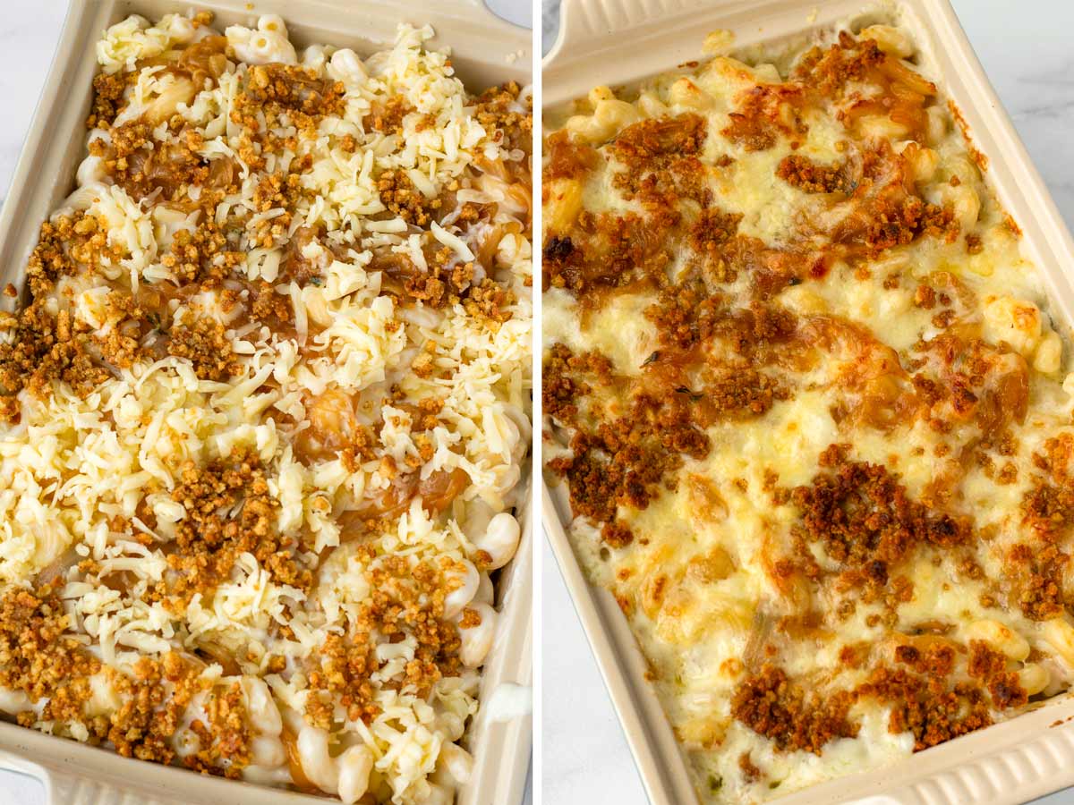 assembled and baked mac and cheese