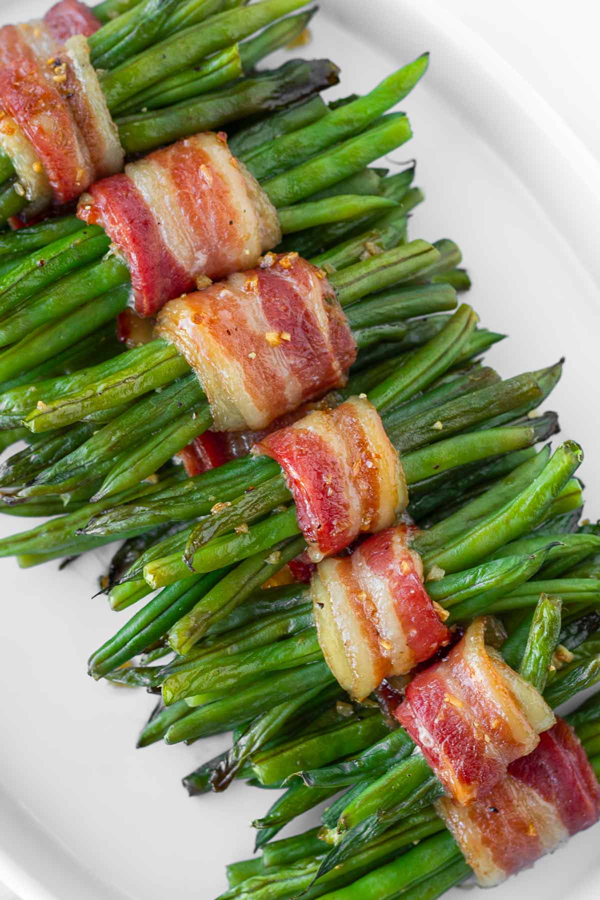 stacked green bean bacon bundles