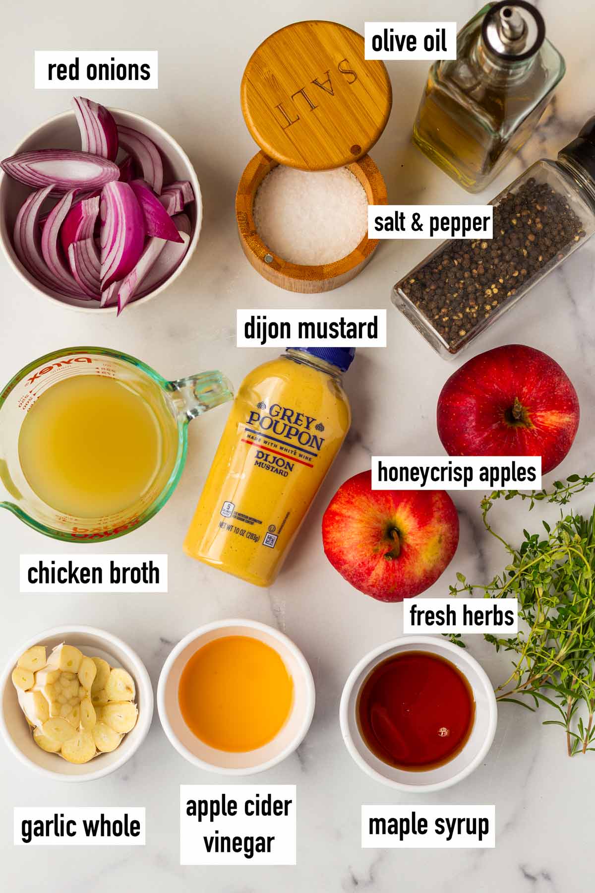 ingredients for the skillet and pork roast