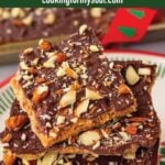 pin image design for graham cracker toffee recipe