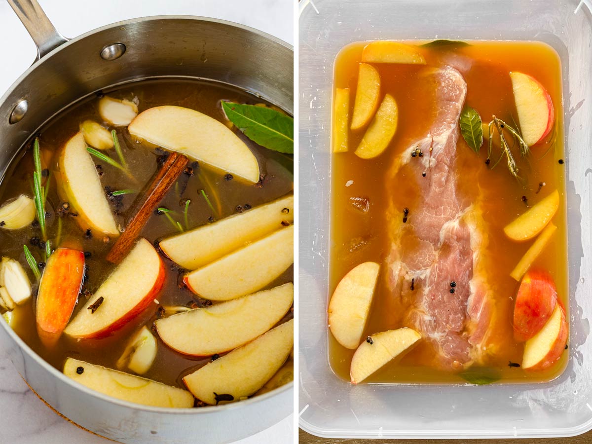 brining the pork with apple cider brine