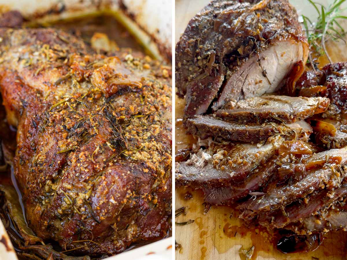 final roasted and sliced pork shoulder