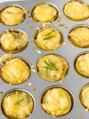 baked gruyere potato stacks in muffin tin