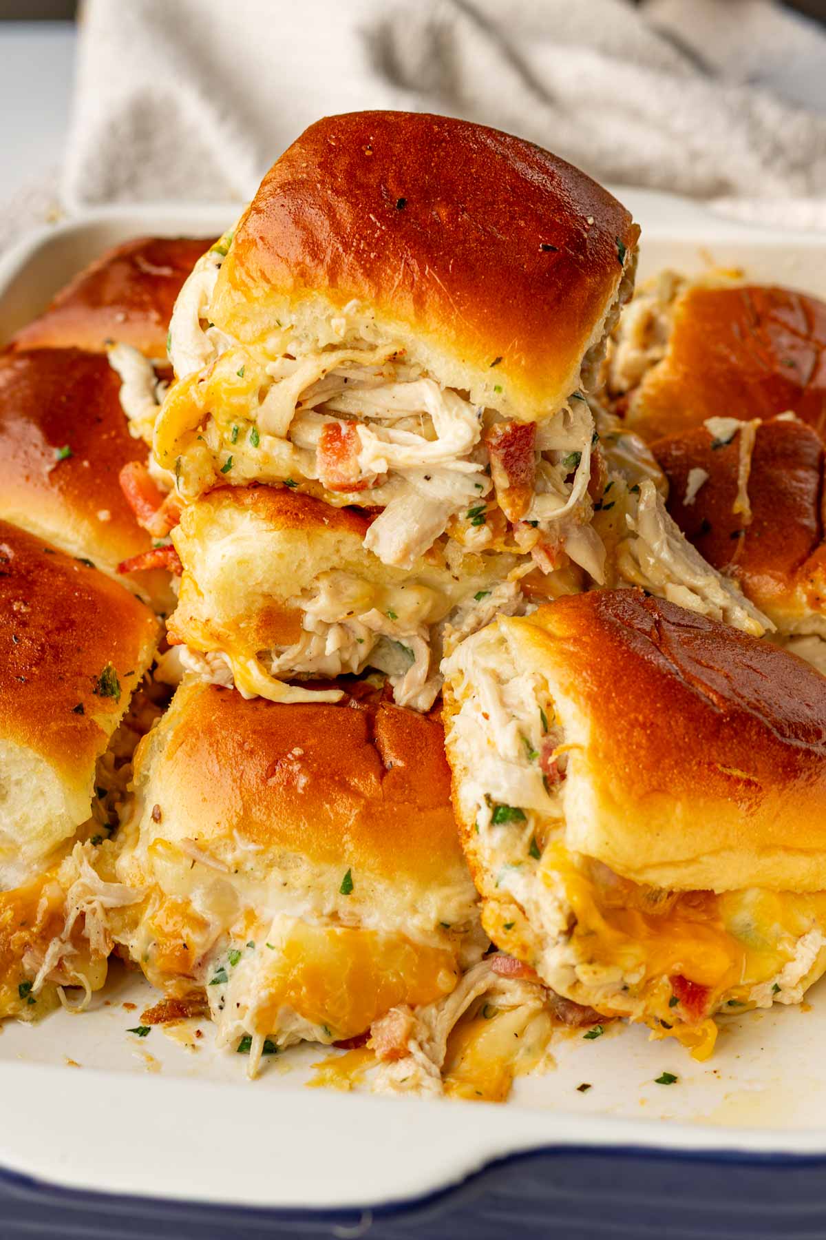 stacked melty chicken bacon ranch sliders