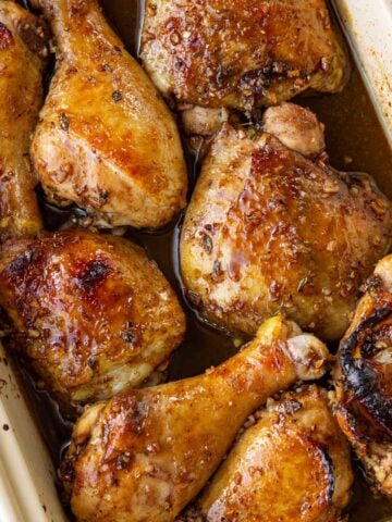 broiled honey balsamic chicken golden on pan