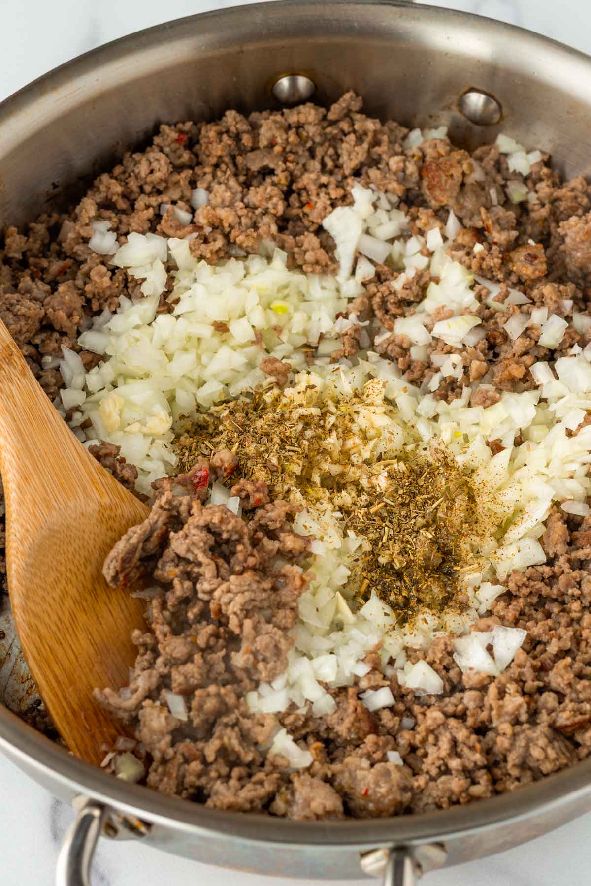 sauteeing cooked with onions, garlic, italian seasoning