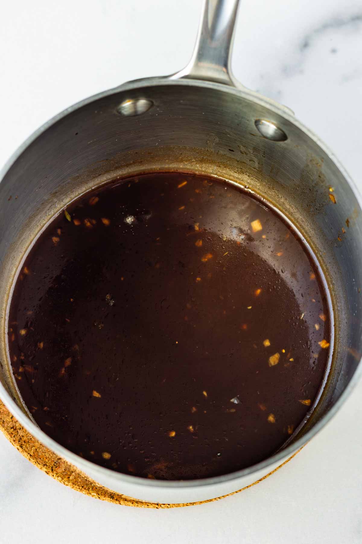 simmered glaze in saucepan