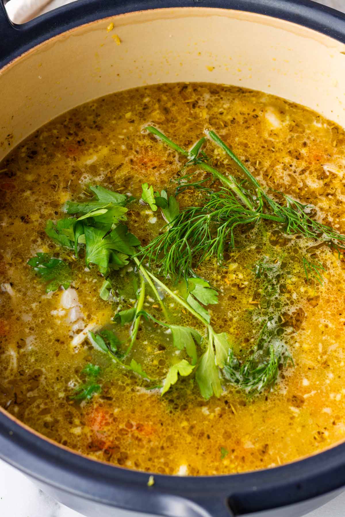 added fresh parsley and fill to the broth