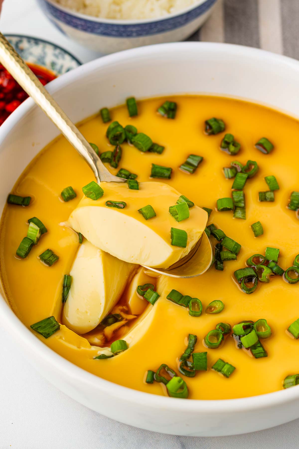 jiggly and silky smooth serving of chinese steamed eggs