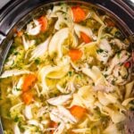homemade slow cooker chicken noodle soup with carrots