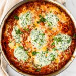 one pan skillet lasagna with ricotta and basil