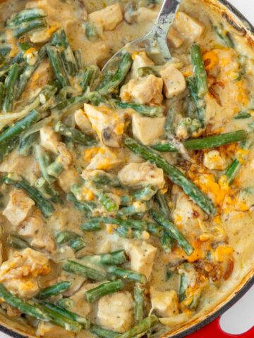 finished dish for chicken and green bean casserole