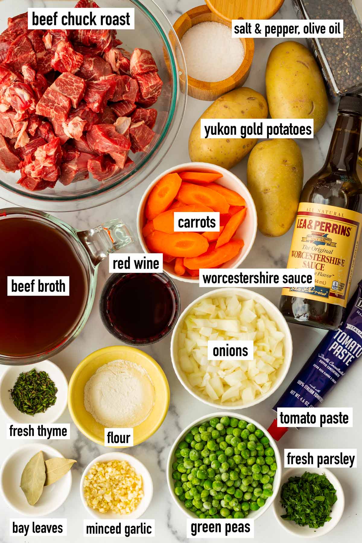 labeled ingredients for dutch oven beef stew