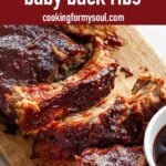 pin image design fro baked baby back ribs recipe