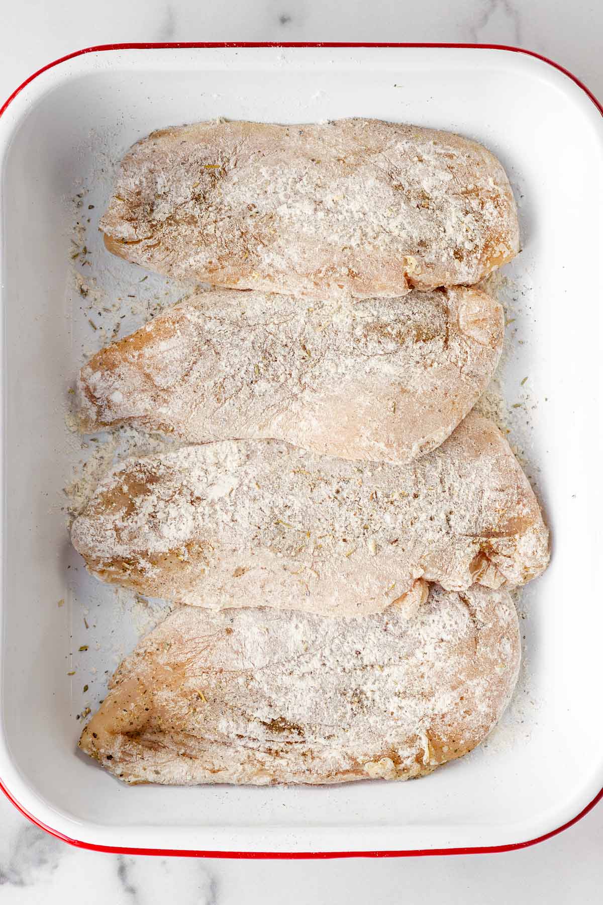chicken cutlets dredged with flour