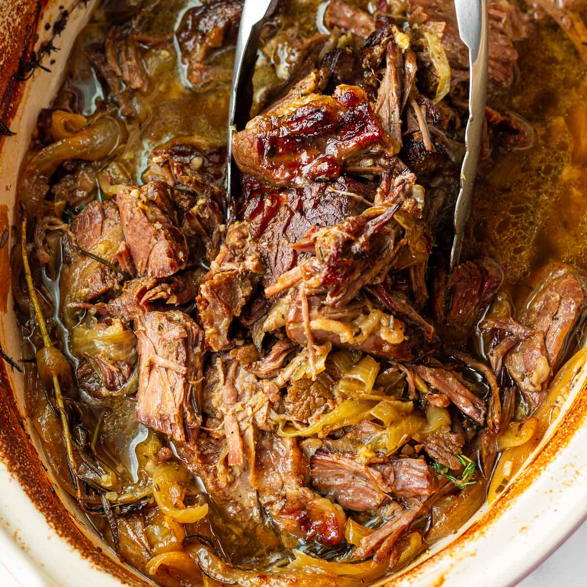 chuck roast in the oven browned and caramelized