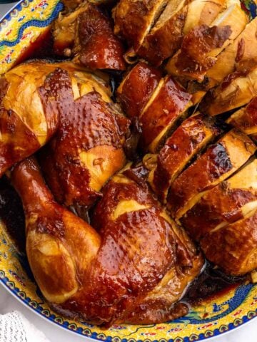chinese style soy sauce chicken see yao gai in a bowl