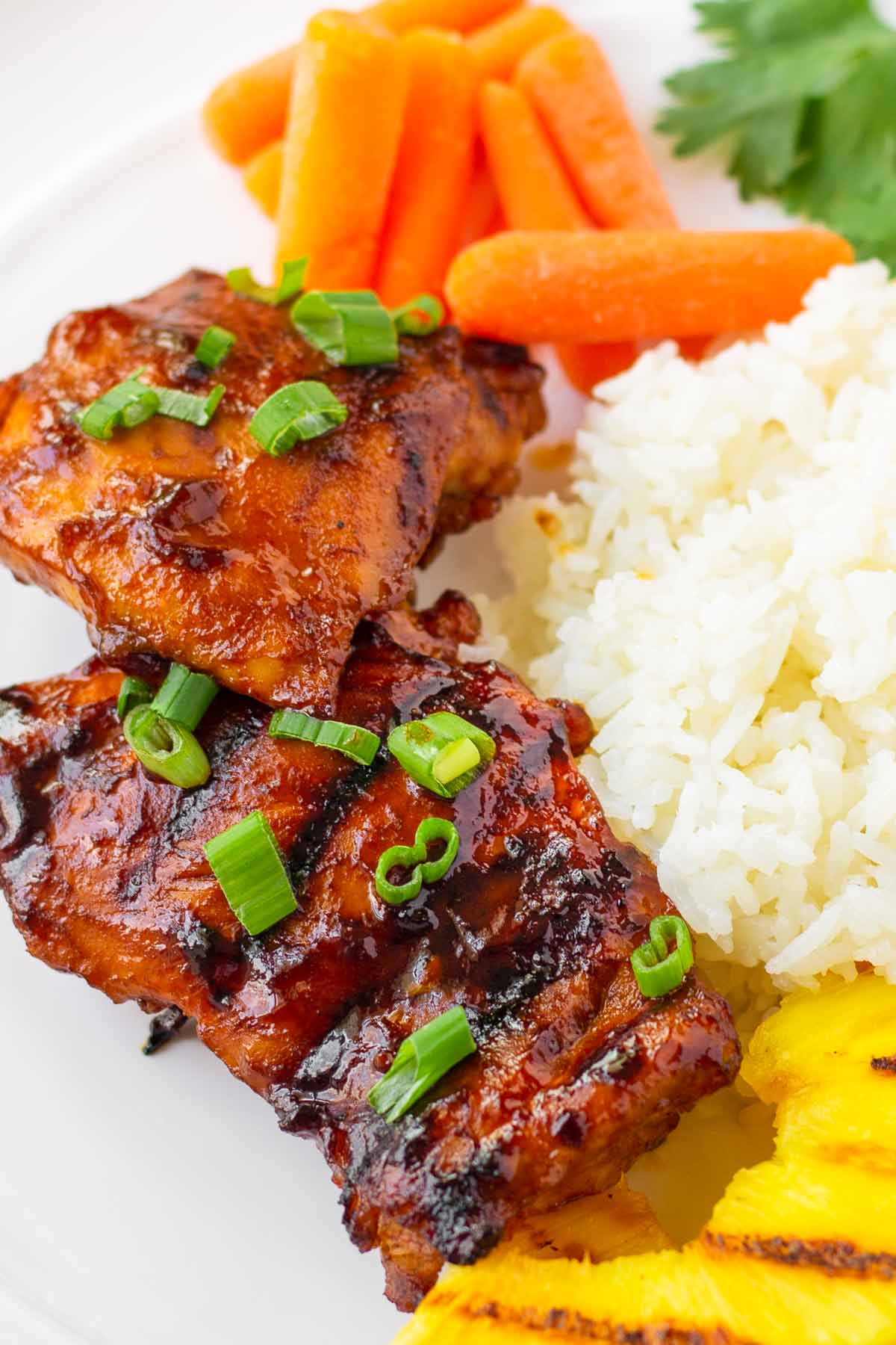 grilled chicken glazed served with rice
