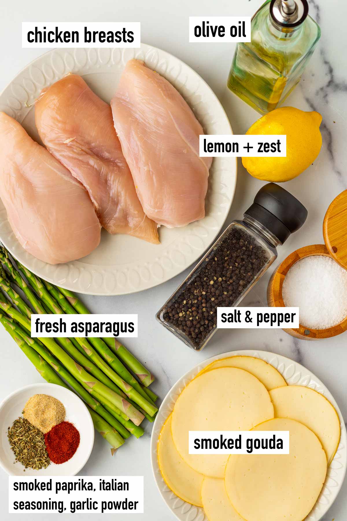 labeled ingredients for recipe