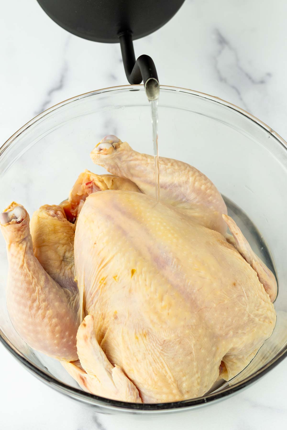 blanching skin of the chicken