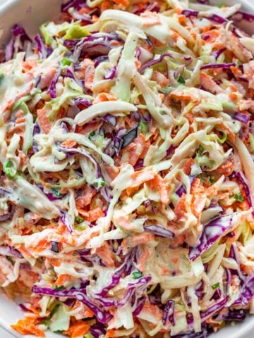 creamy coleslaw with green and red cabbage