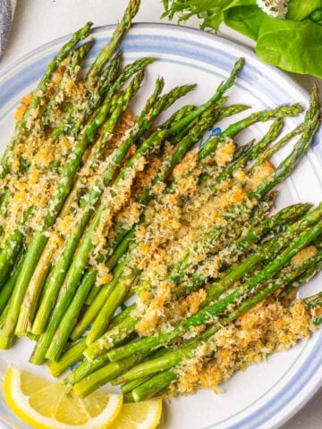 oven roasted asparagus with parmesan, panko, and lemon