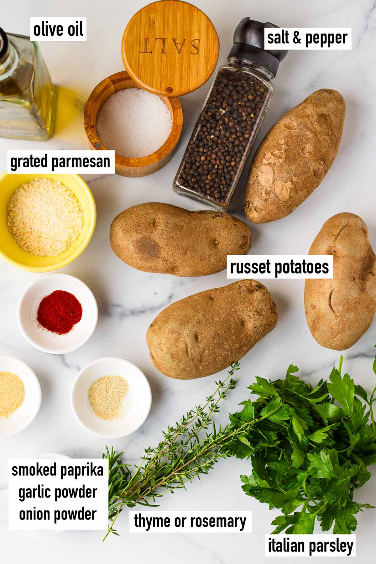 labeled ingredients for recipe