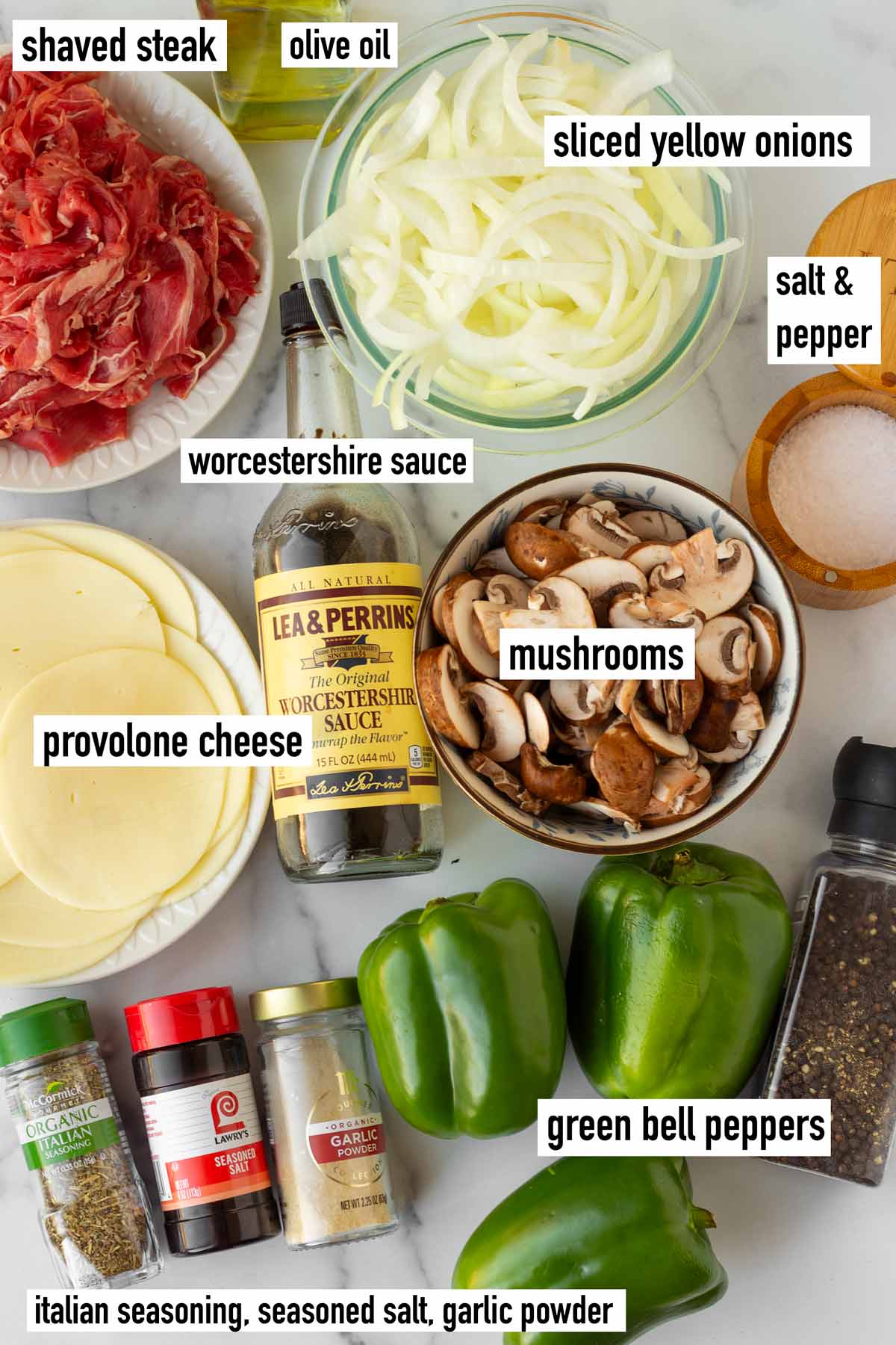 labeled ingredients for recipe