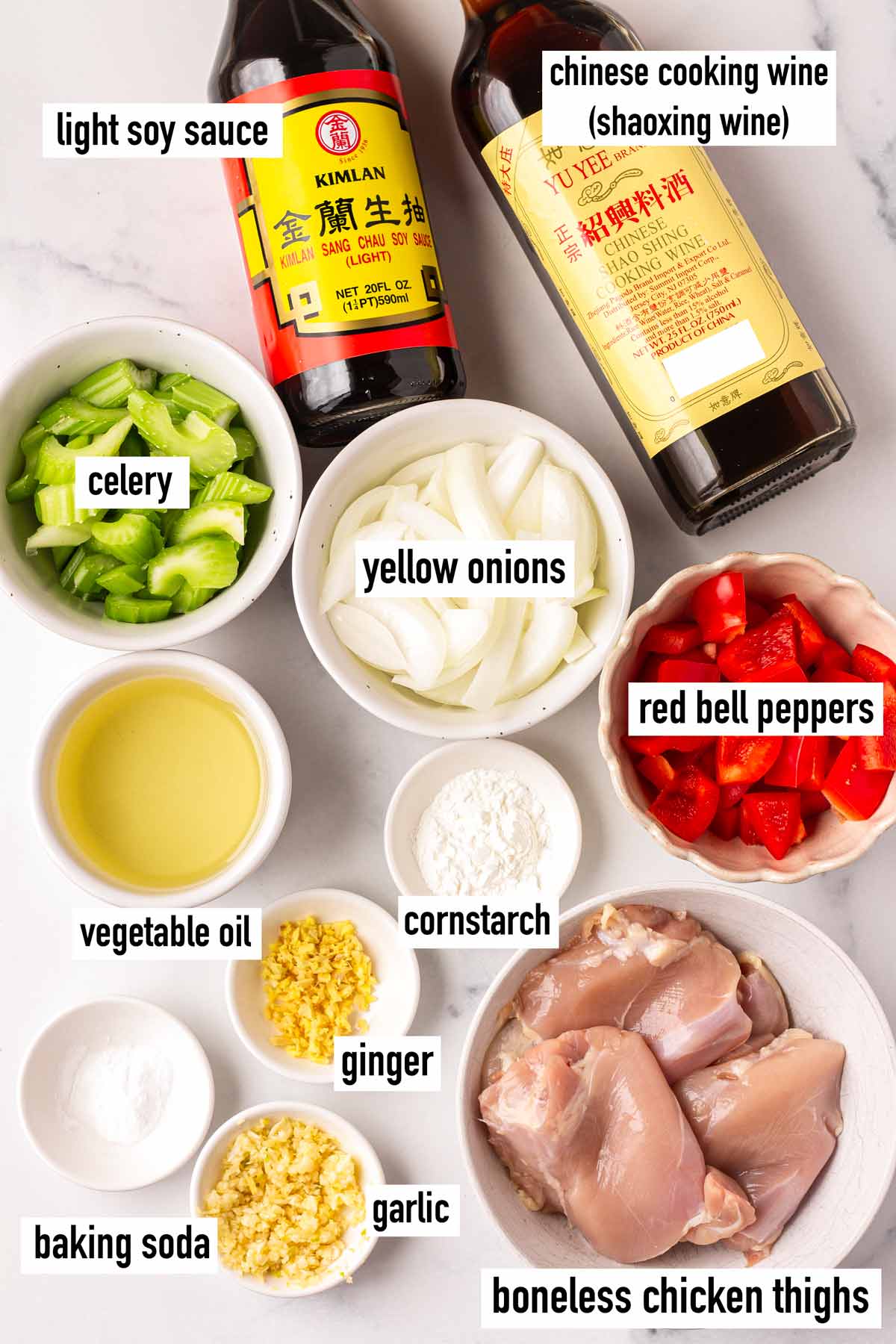 labeled ingredients for the stir fry
