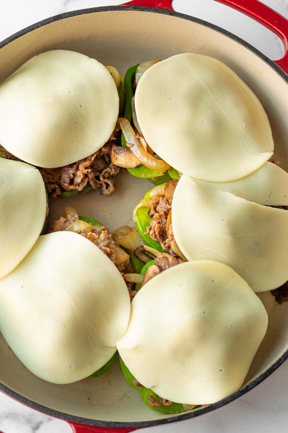 peppers topped with provolone cheese