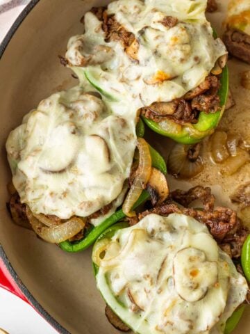 melted philly cheesesteak green peppers