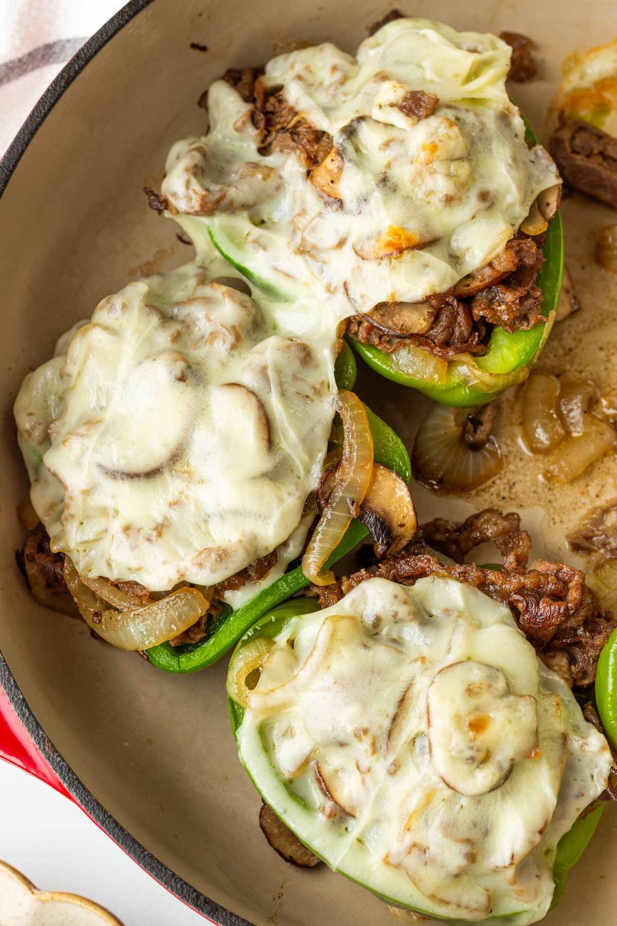 melted philly cheesesteak green peppers