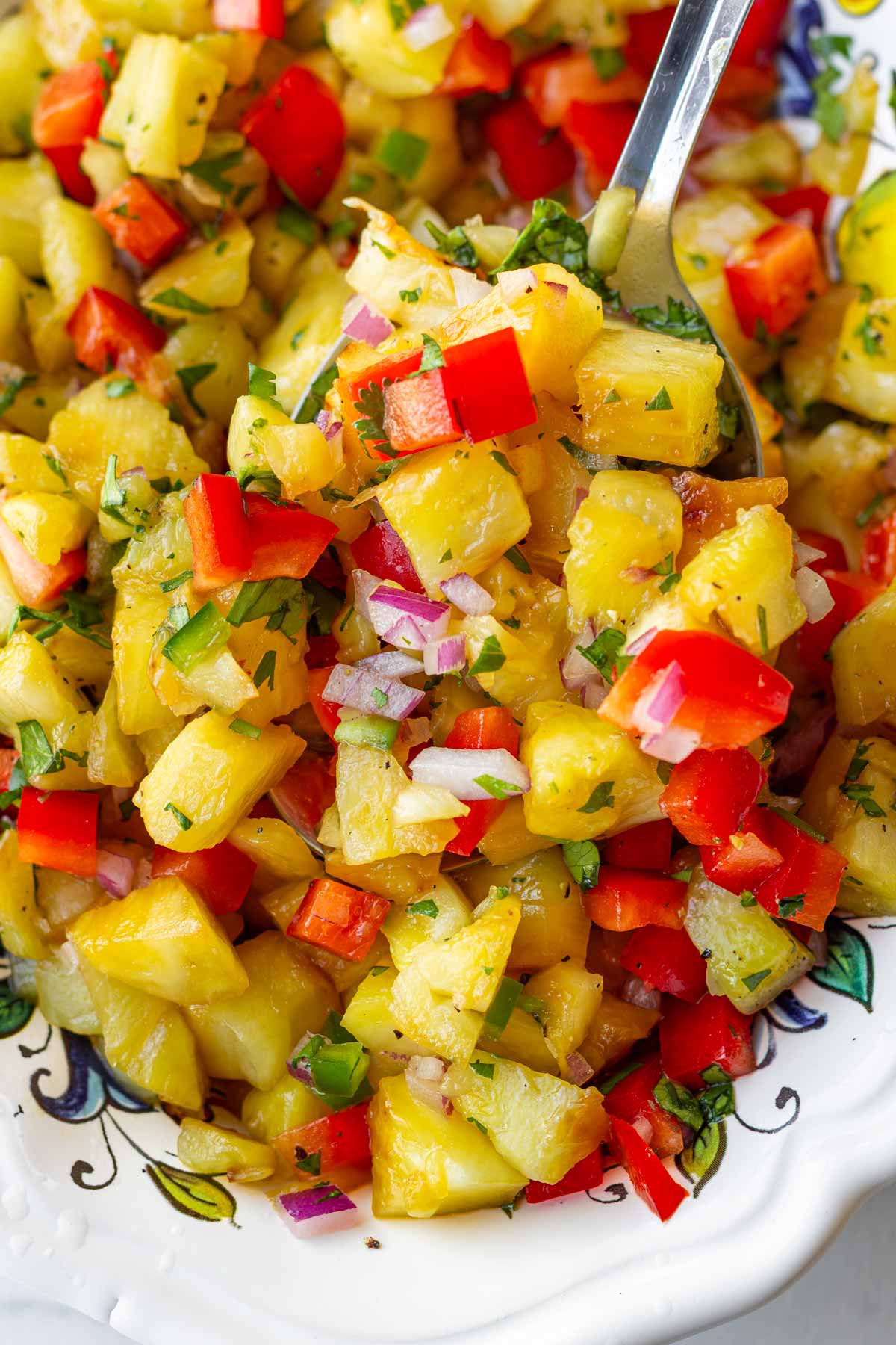 caramelized pineapple salsa close up