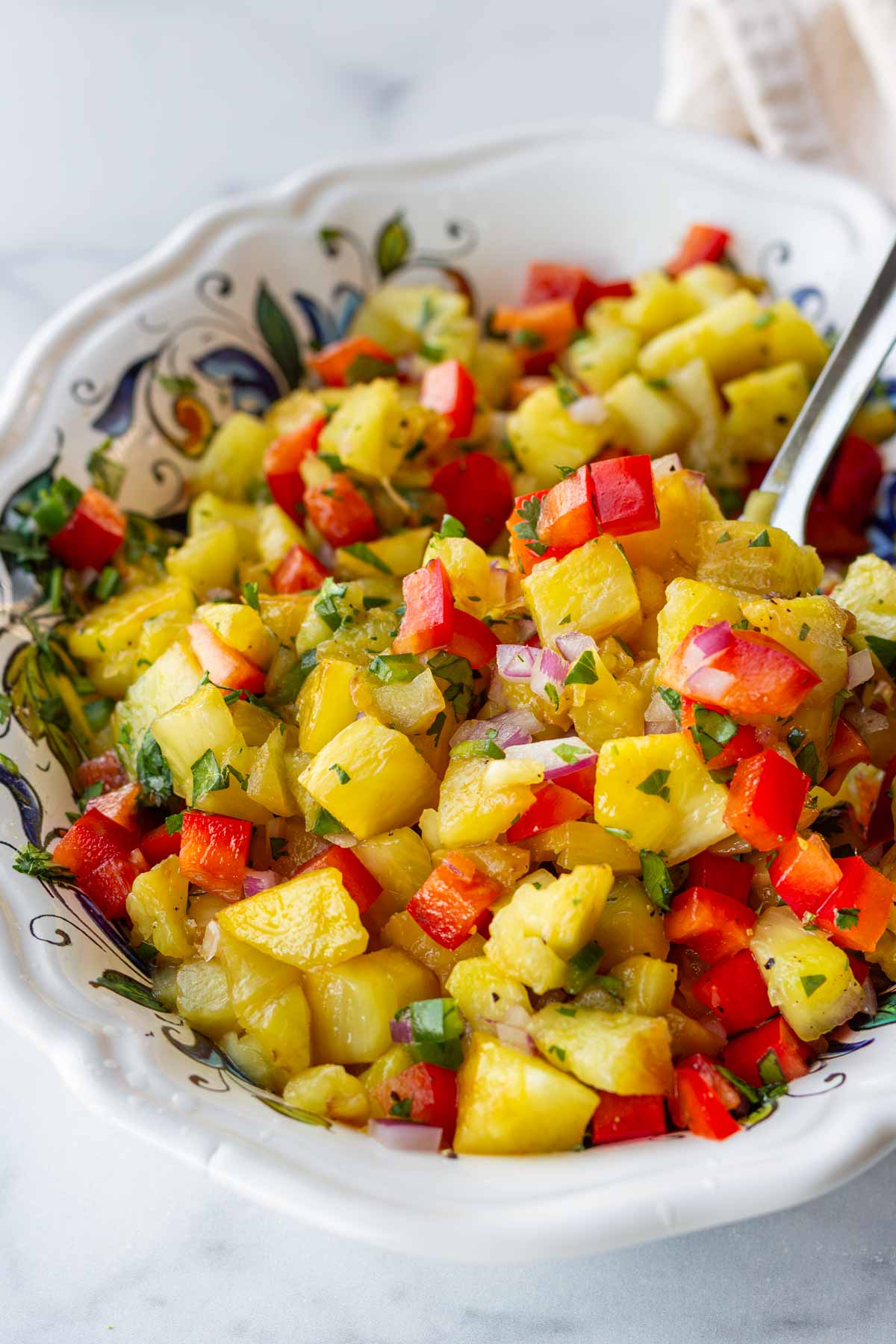 fresh pineapple salsa in bowl
