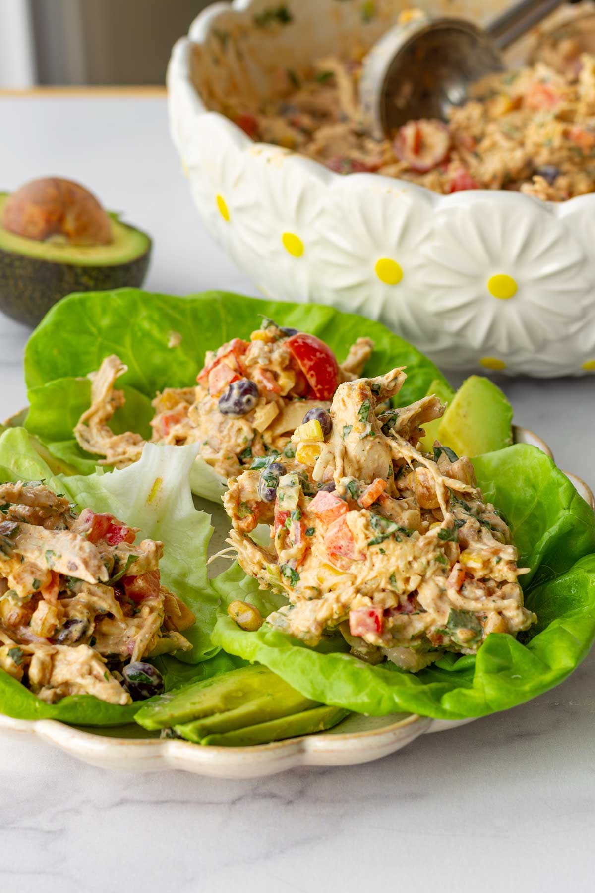 chicken salad served over lettuce cups