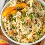 peach chicken salad shredded with basil