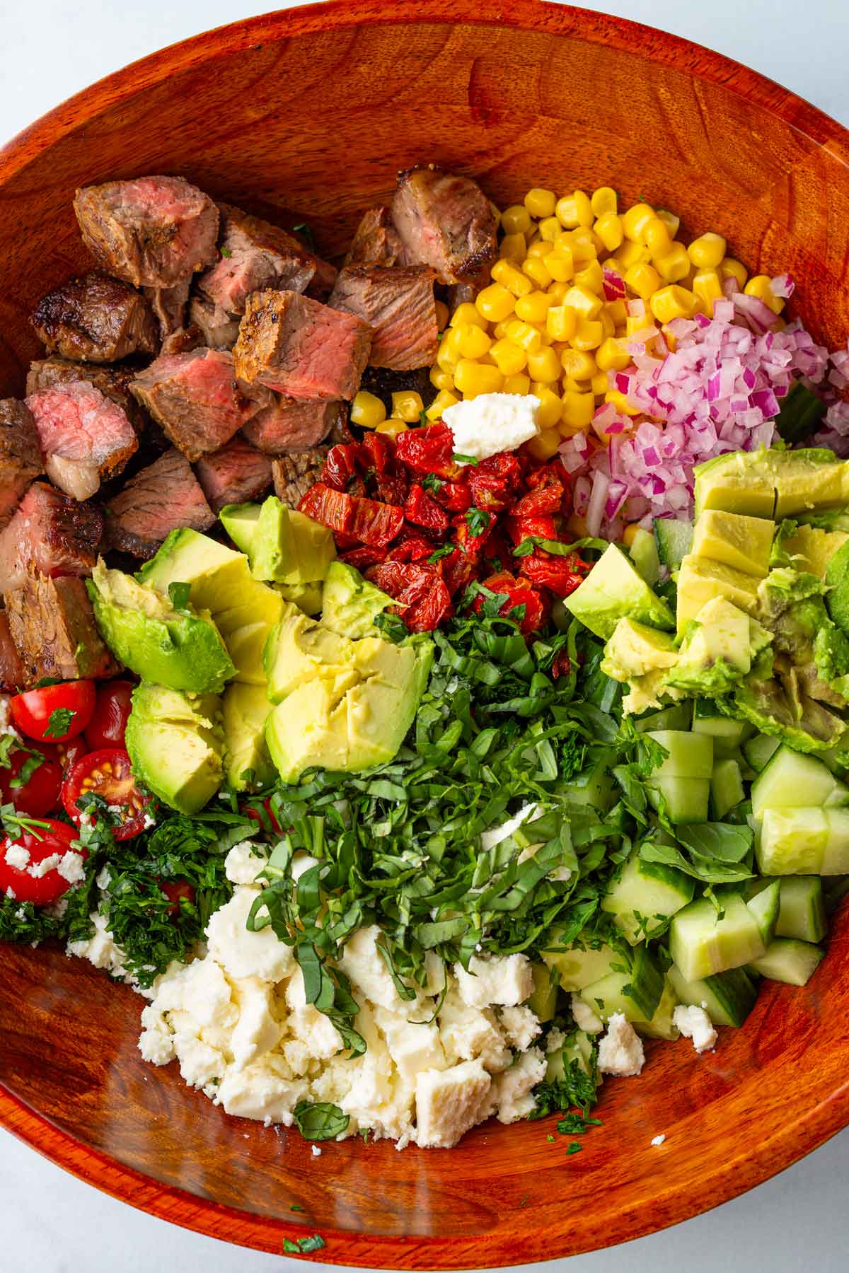 ingredients for the salad combined in bowl