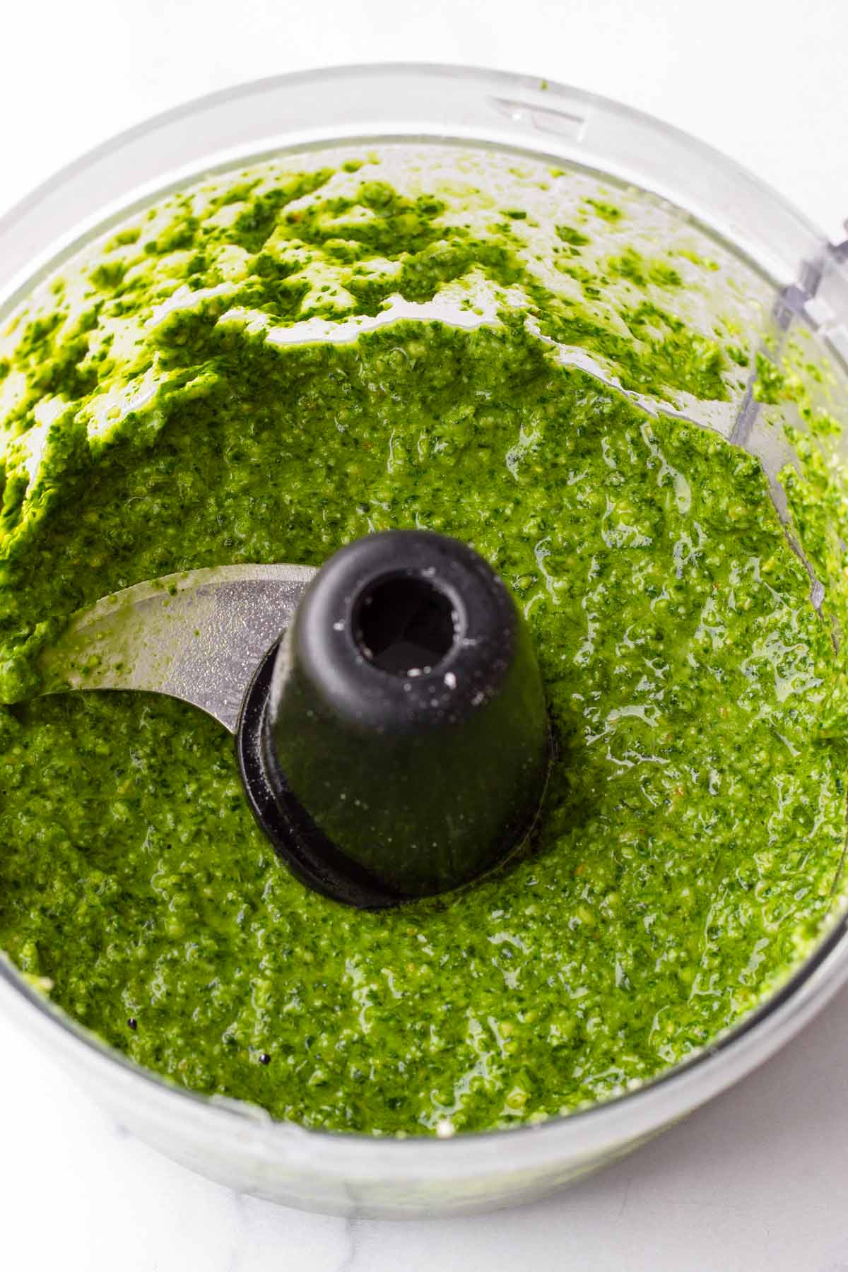 basil pesto blended in food processor