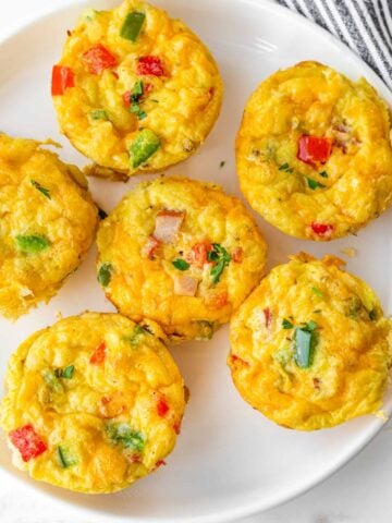 five denver omelet egg muffins on a plate
