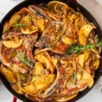 pork chops with apples and onions and rosemary