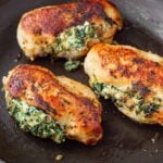 seared spinach and ricotta stuffed chicken breasts