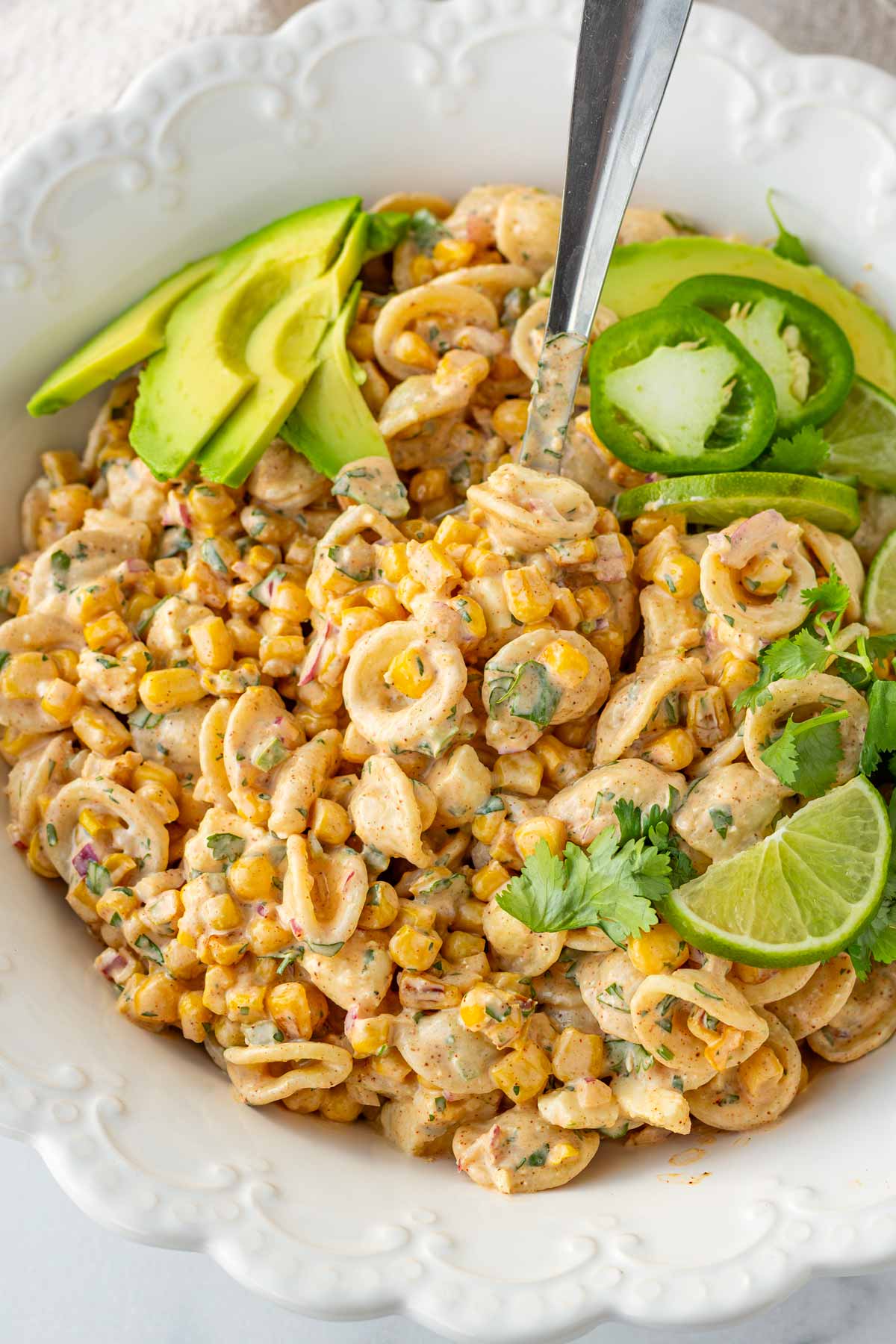 mexican street corn salad with garnish