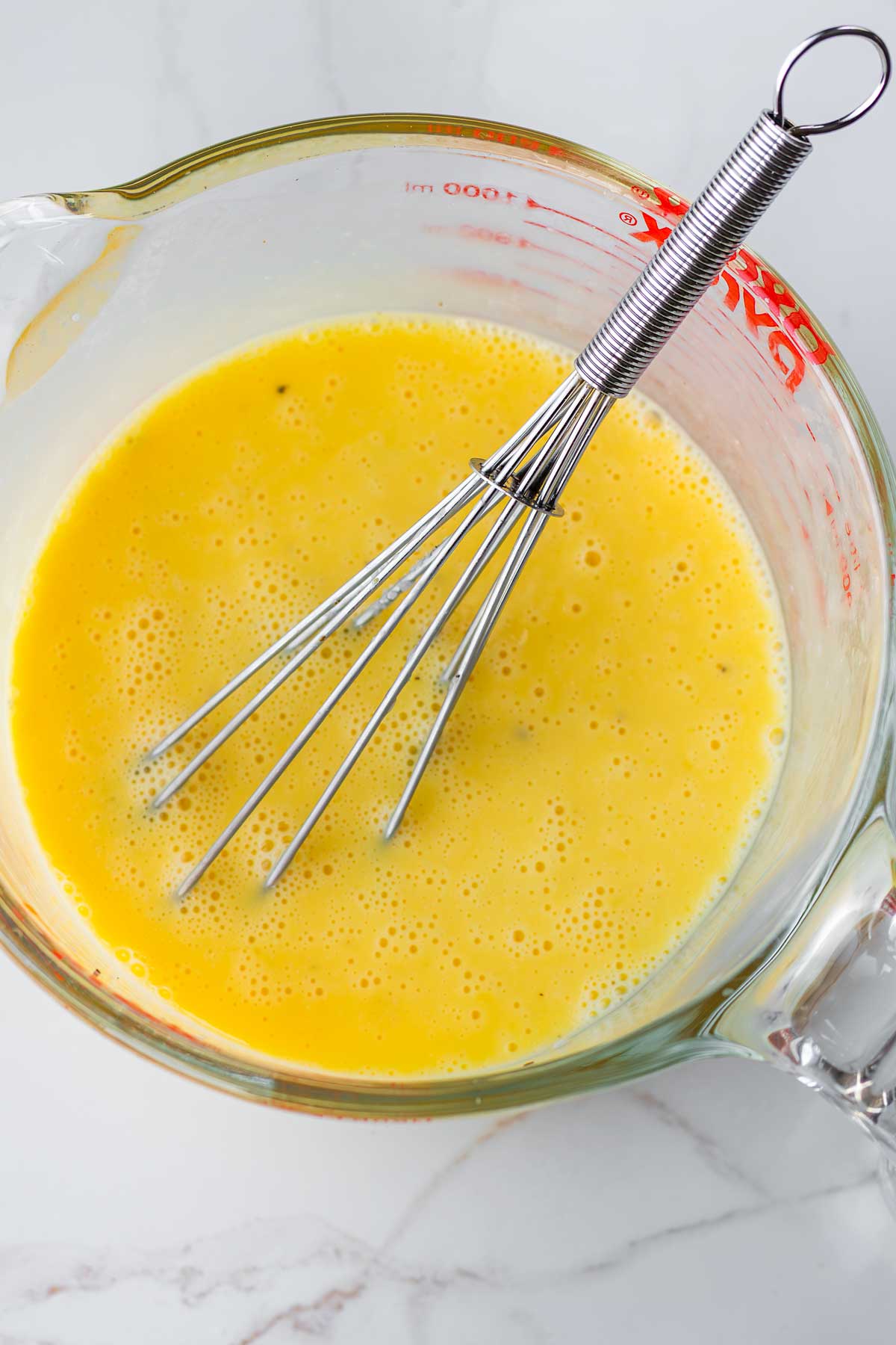beaten eggs with cream
